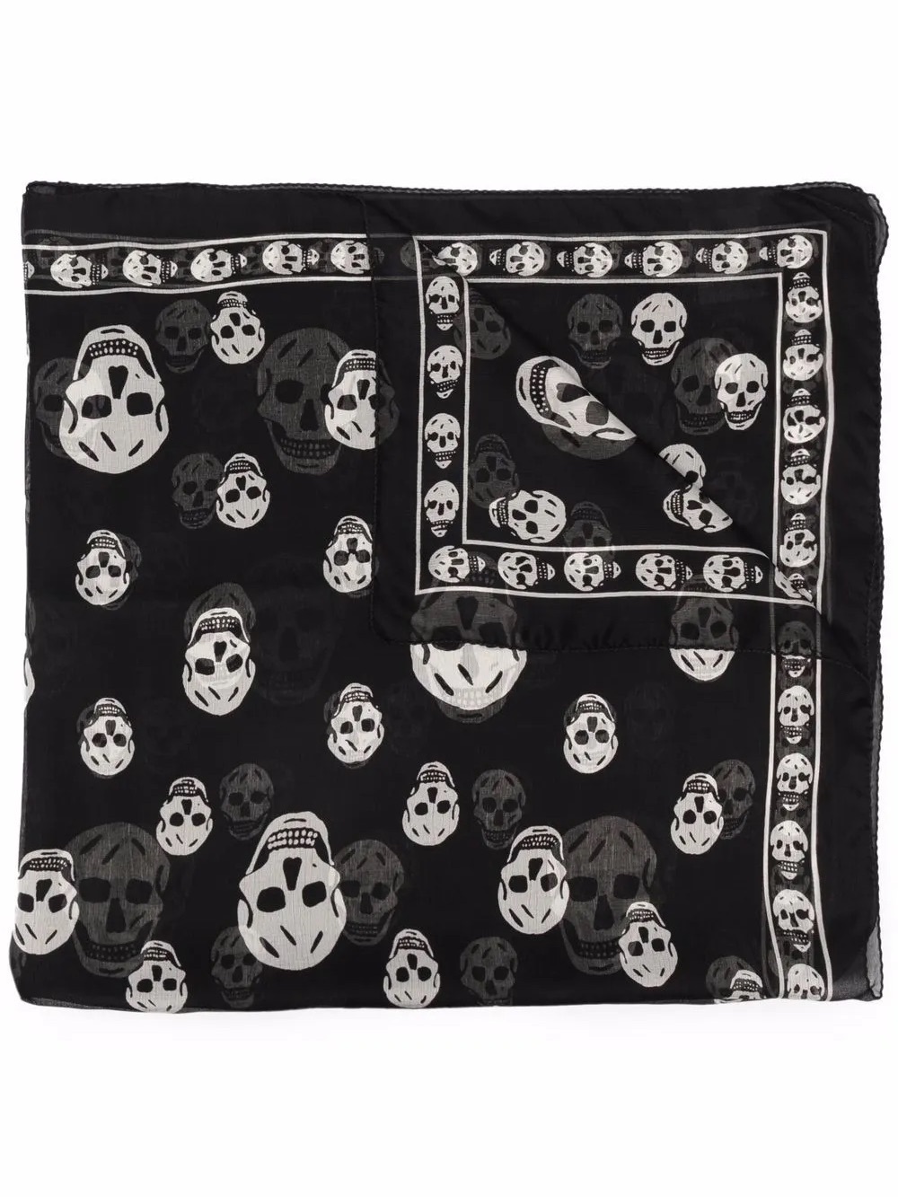 Alexander McQueen Black and White Classic Skull Scarf